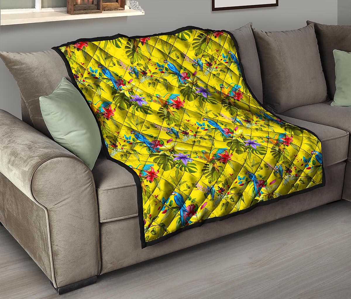 Parrot Tropical Pattern Print Quilt