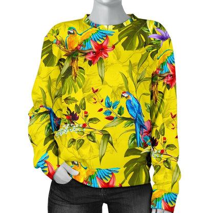 Parrot Tropical Pattern Print Women's Crewneck Sweatshirt GearFrost