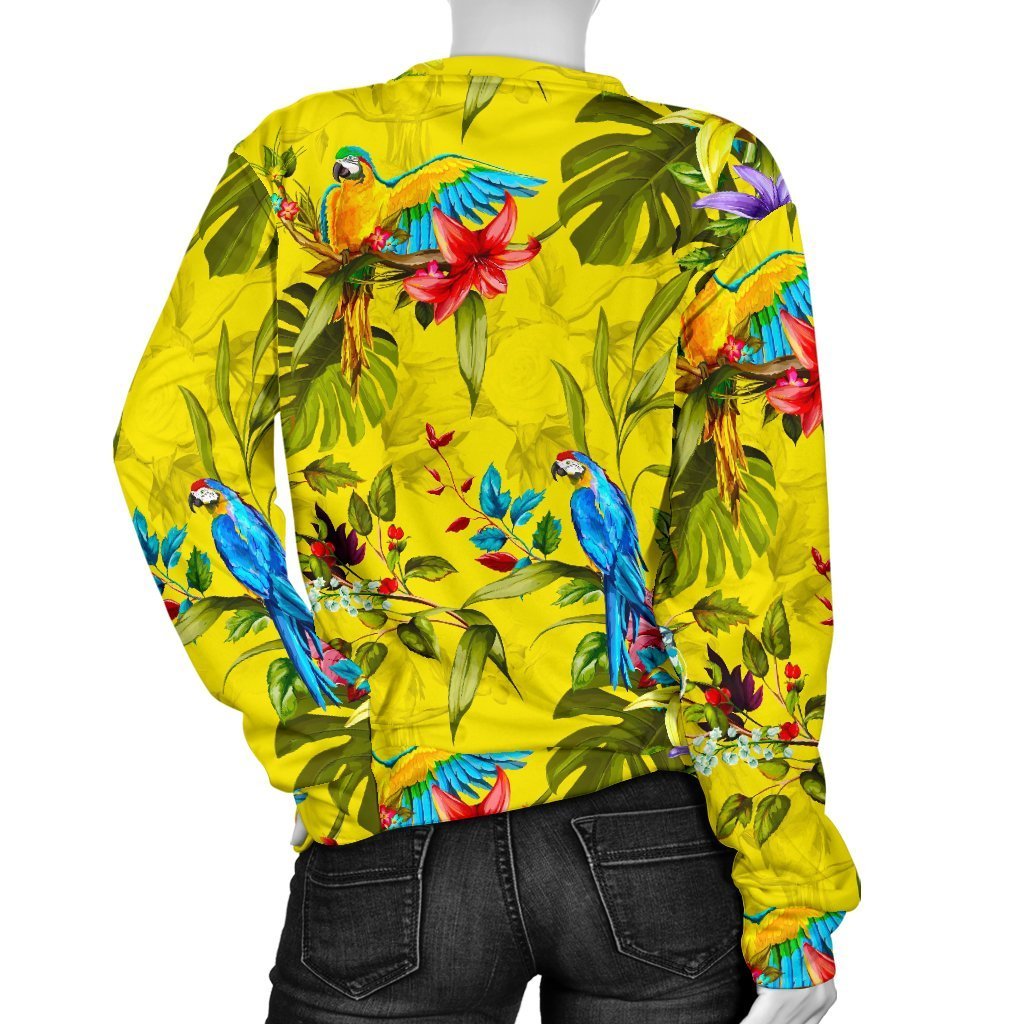 Parrot Tropical Pattern Print Women's Crewneck Sweatshirt GearFrost