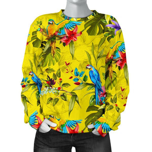 Parrot Tropical Pattern Print Women's Crewneck Sweatshirt GearFrost
