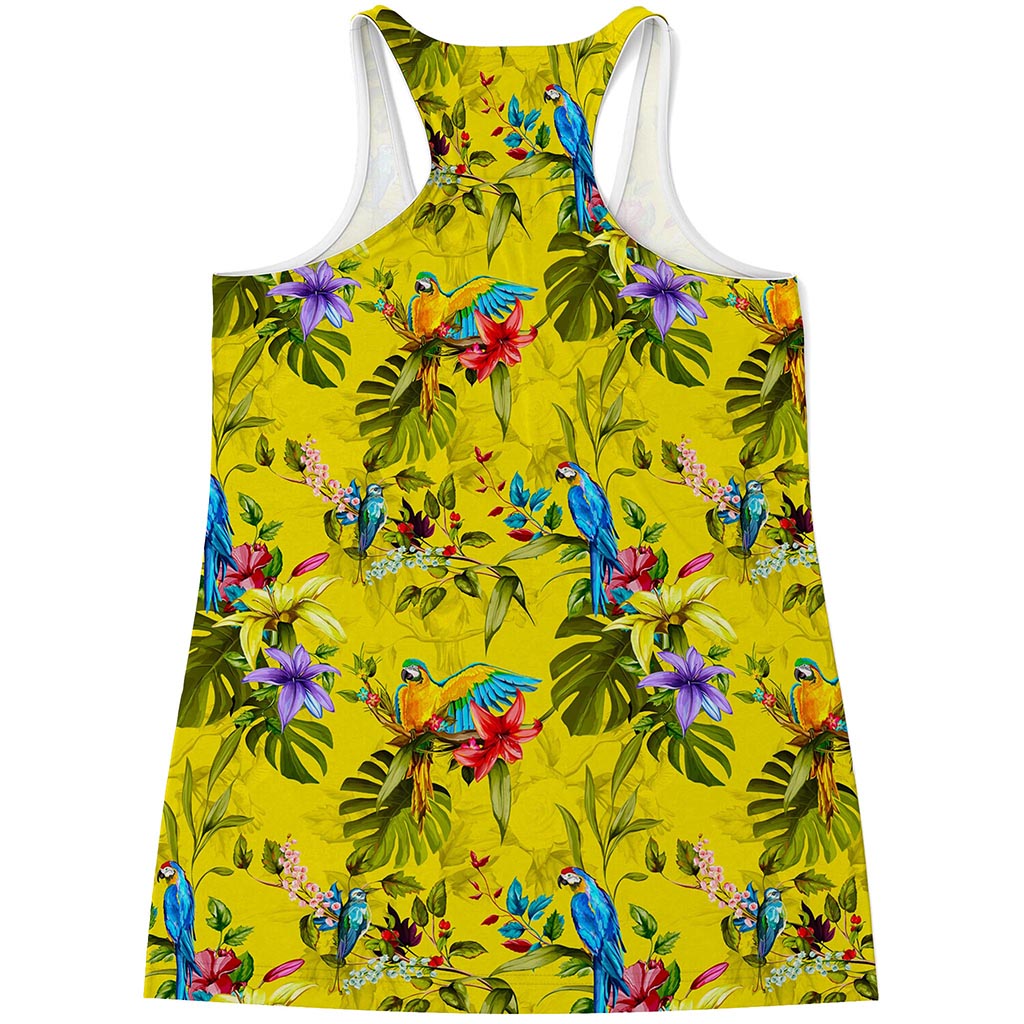 Parrot Tropical Pattern Print Women's Racerback Tank Top
