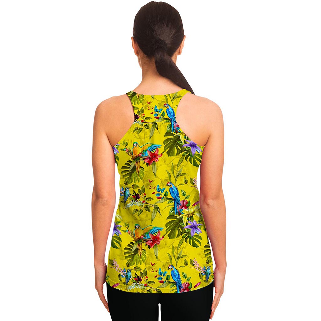 Parrot Tropical Pattern Print Women's Racerback Tank Top