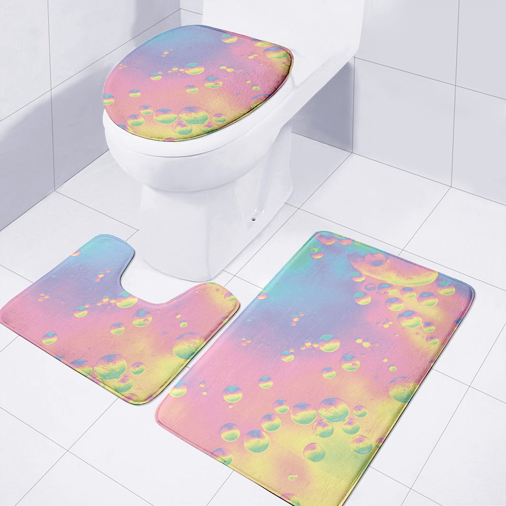 Pastel Acid Melt Print 3 Piece Bath Mat Set