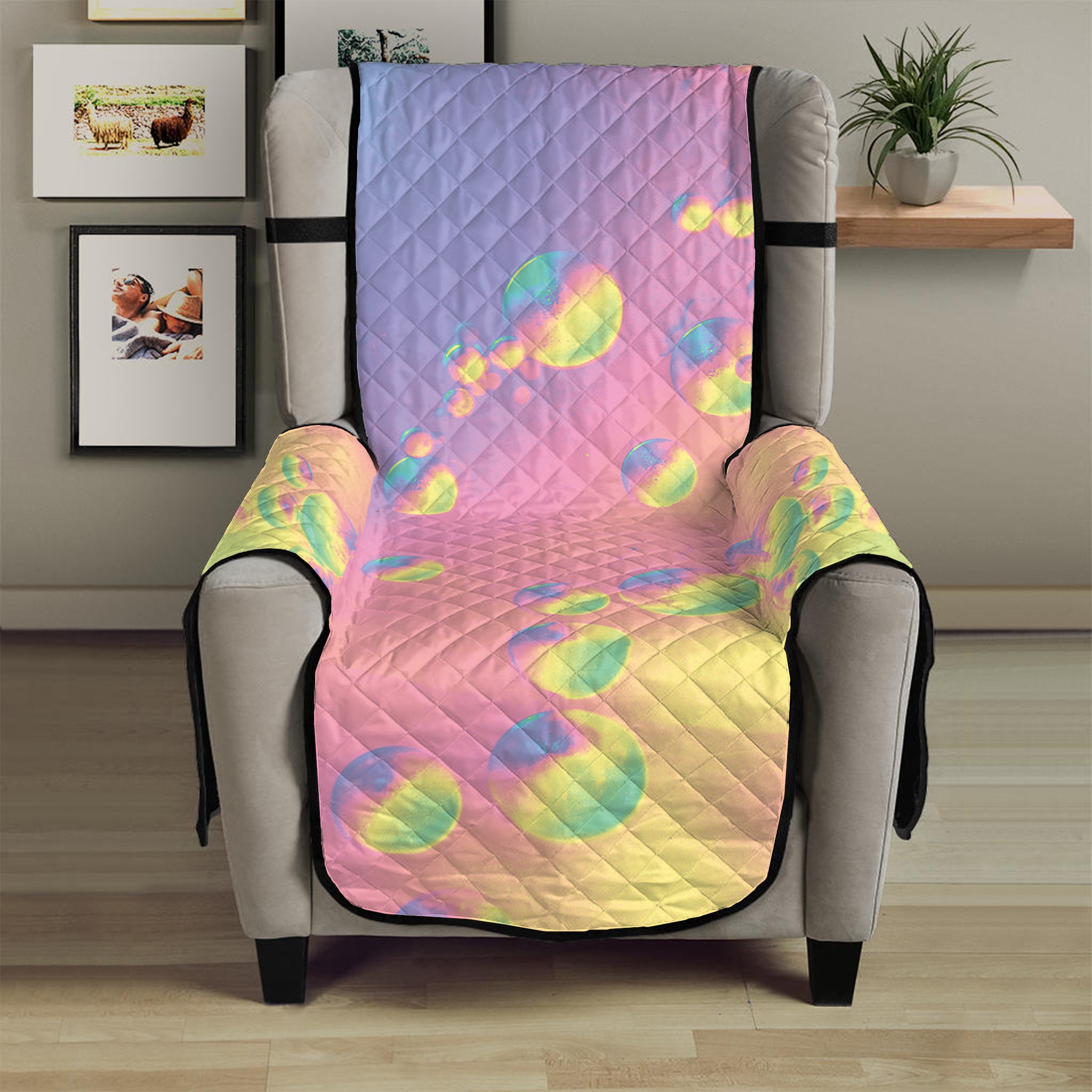 Pastel Acid Melt Print Armchair Protector