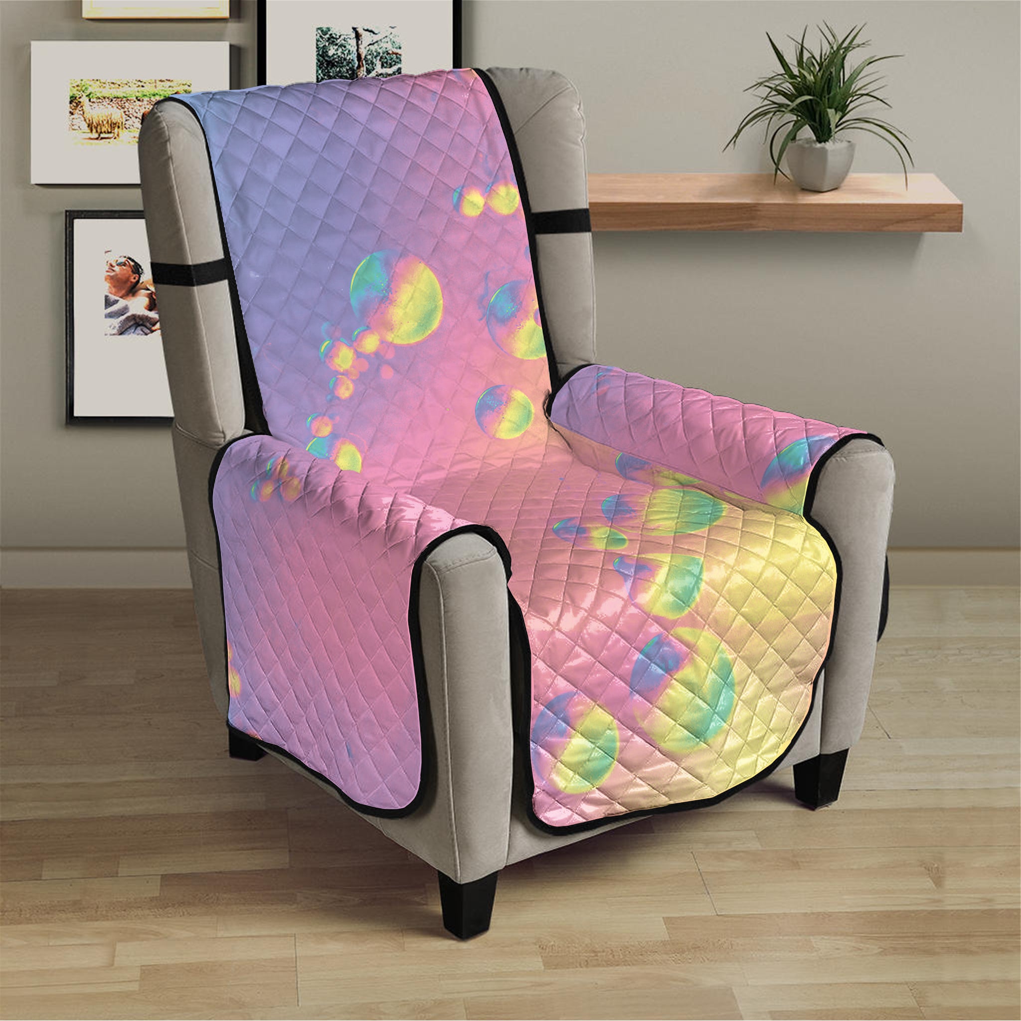 Pastel Acid Melt Print Armchair Protector