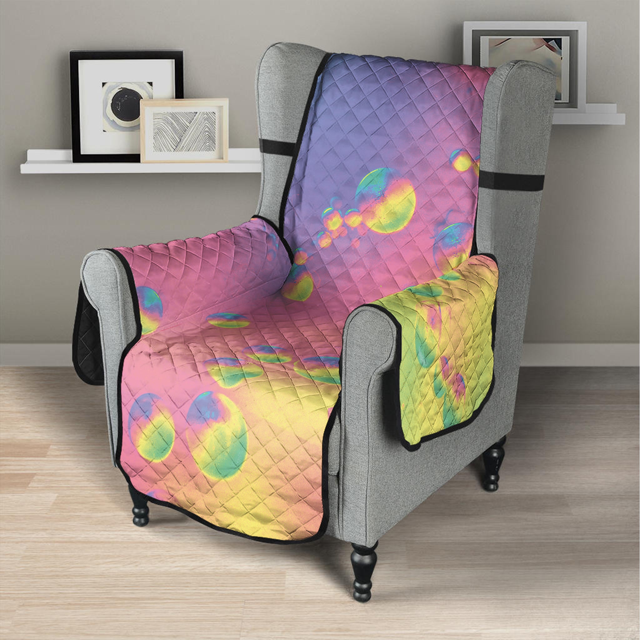 Pastel Acid Melt Print Armchair Protector