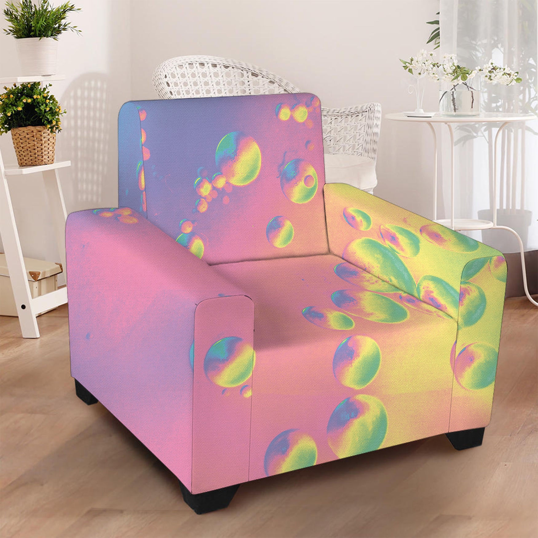 Pastel Acid Melt Print Armchair Slipcover