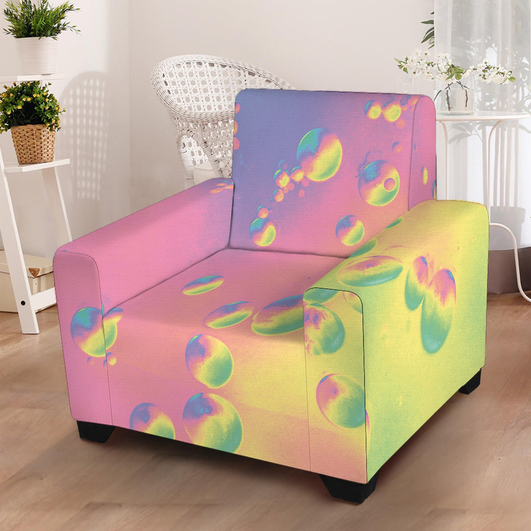 Pastel Acid Melt Print Armchair Slipcover