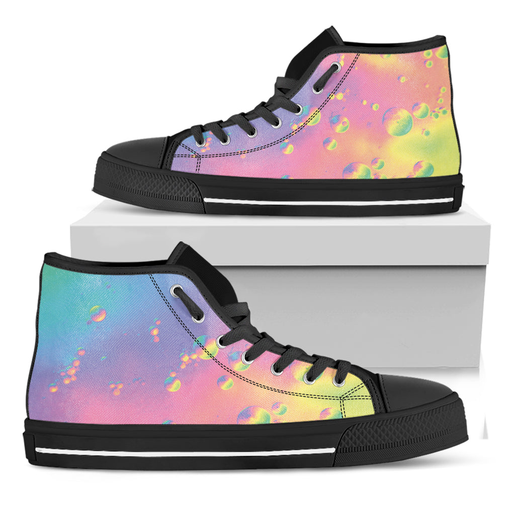 Pastel Acid Melt Print Black High Top Shoes