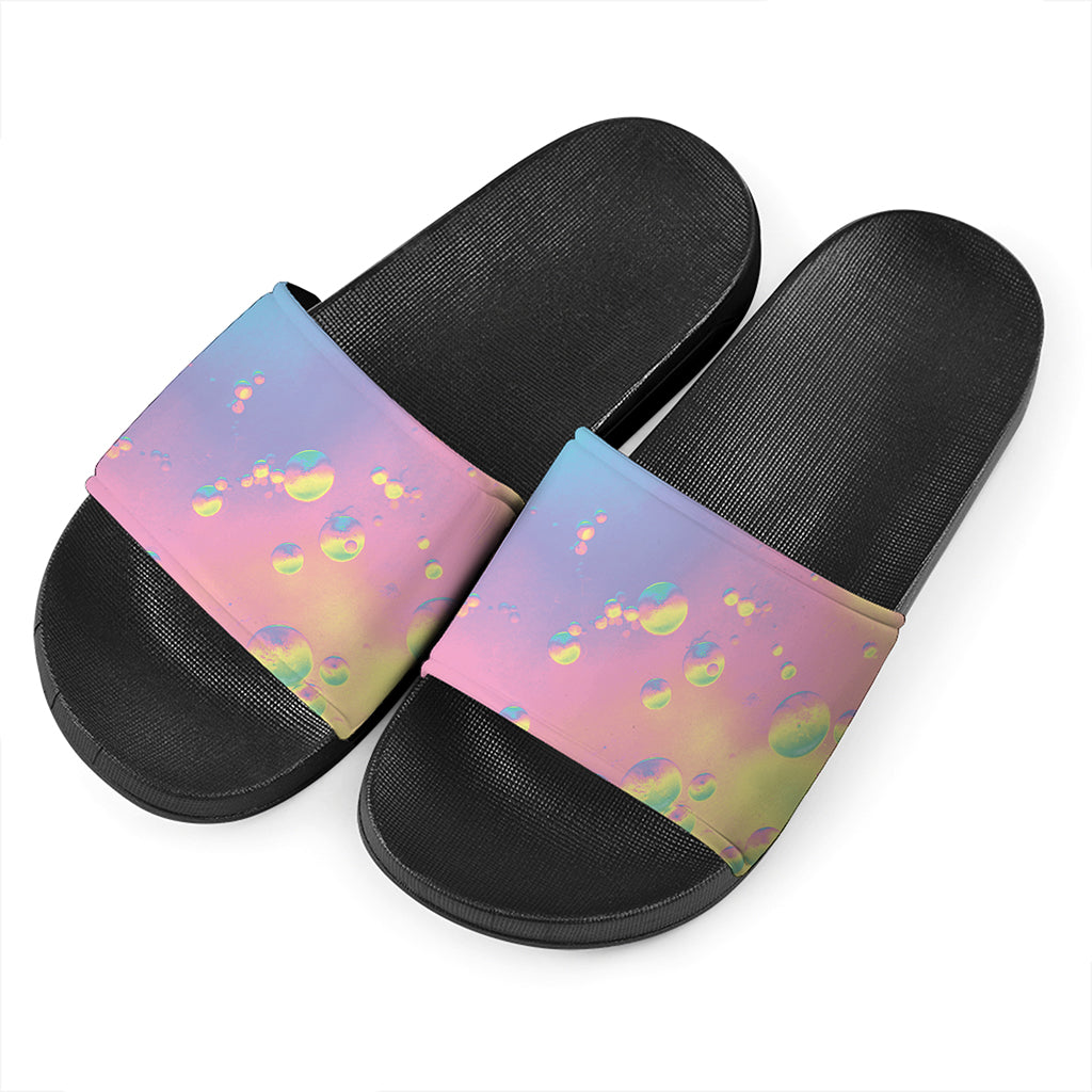 Pastel Acid Melt Print Black Slide Sandals