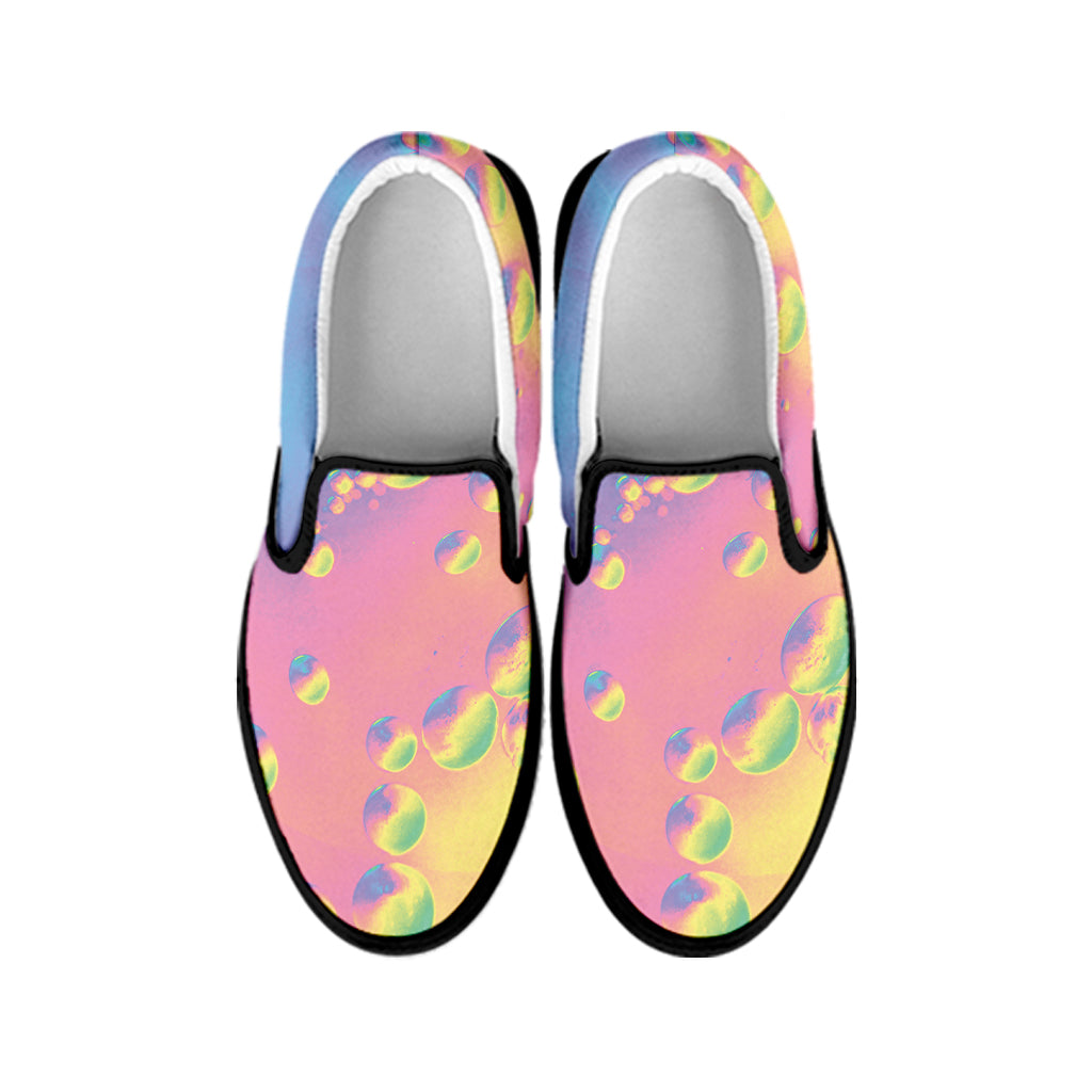 Pastel Acid Melt Print Black Slip On Shoes