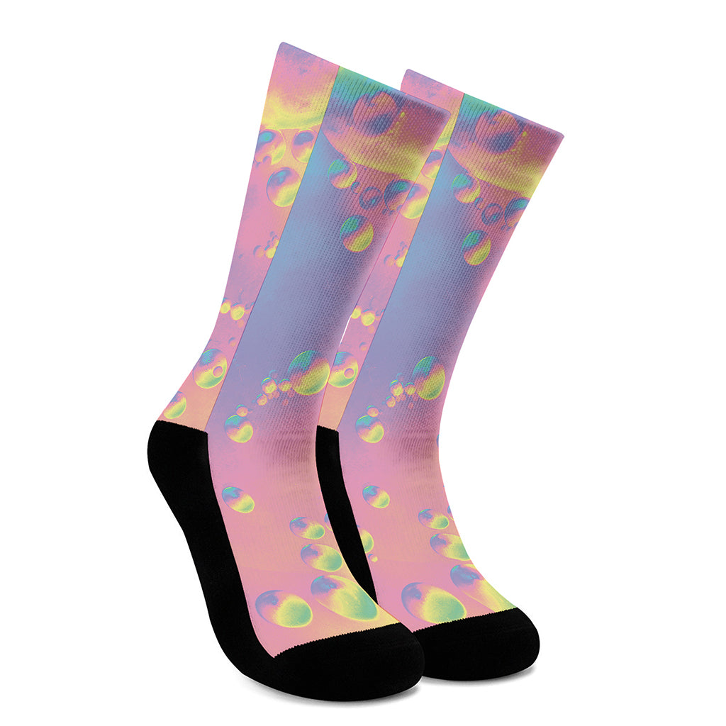 Pastel Acid Melt Print Crew Socks