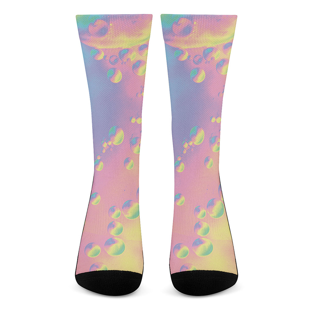 Pastel Acid Melt Print Crew Socks