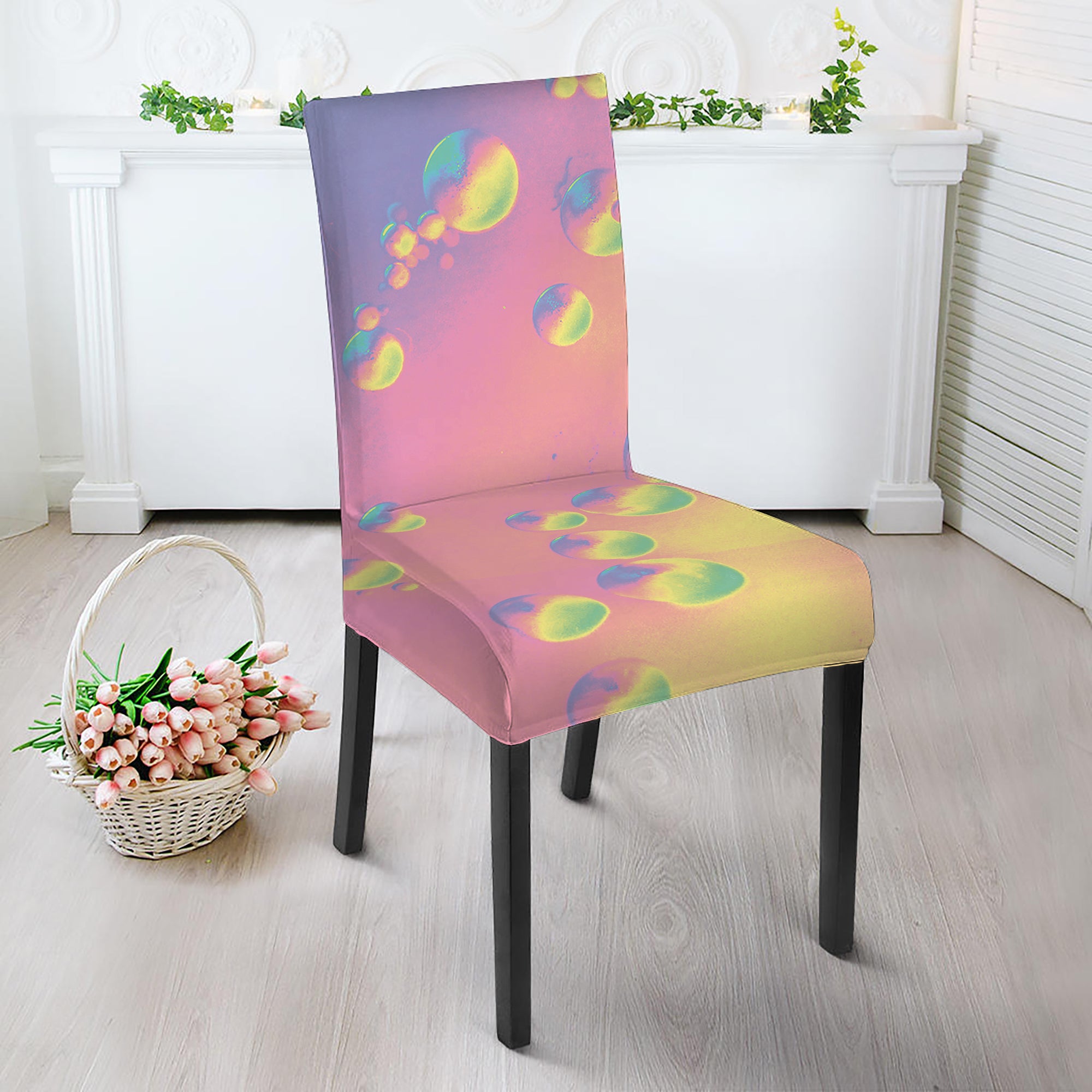 Pastel Acid Melt Print Dining Chair Slipcover