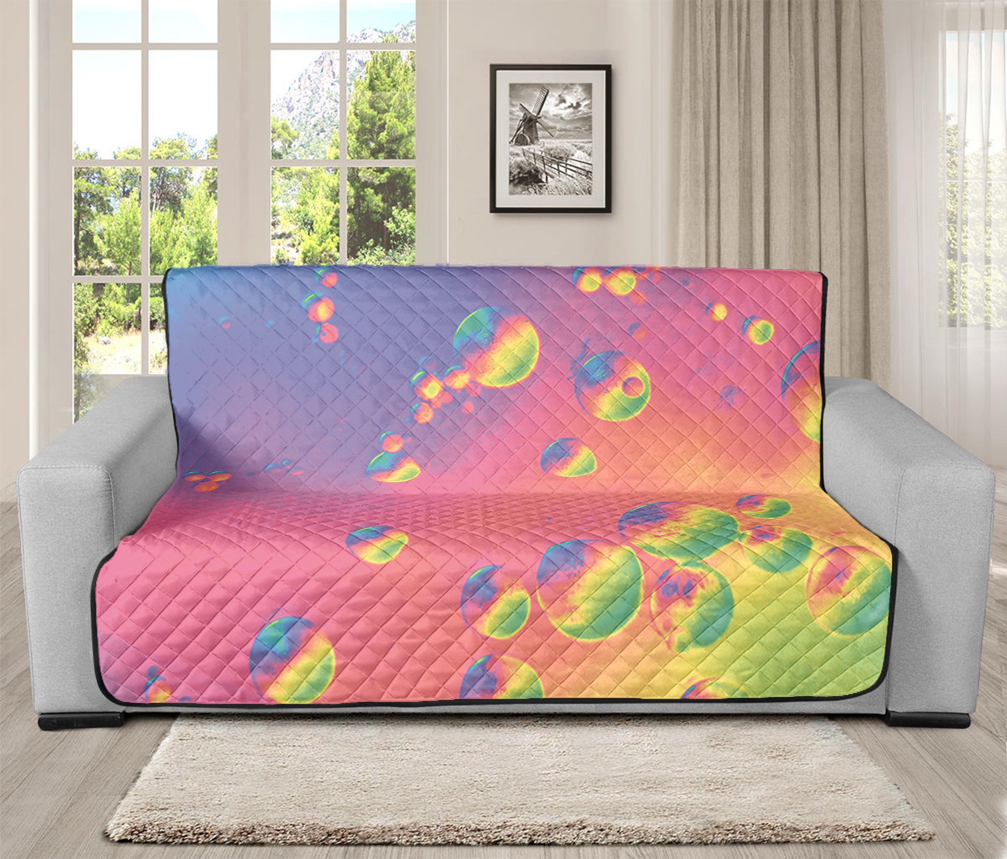 Pastel Acid Melt Print Futon Protector