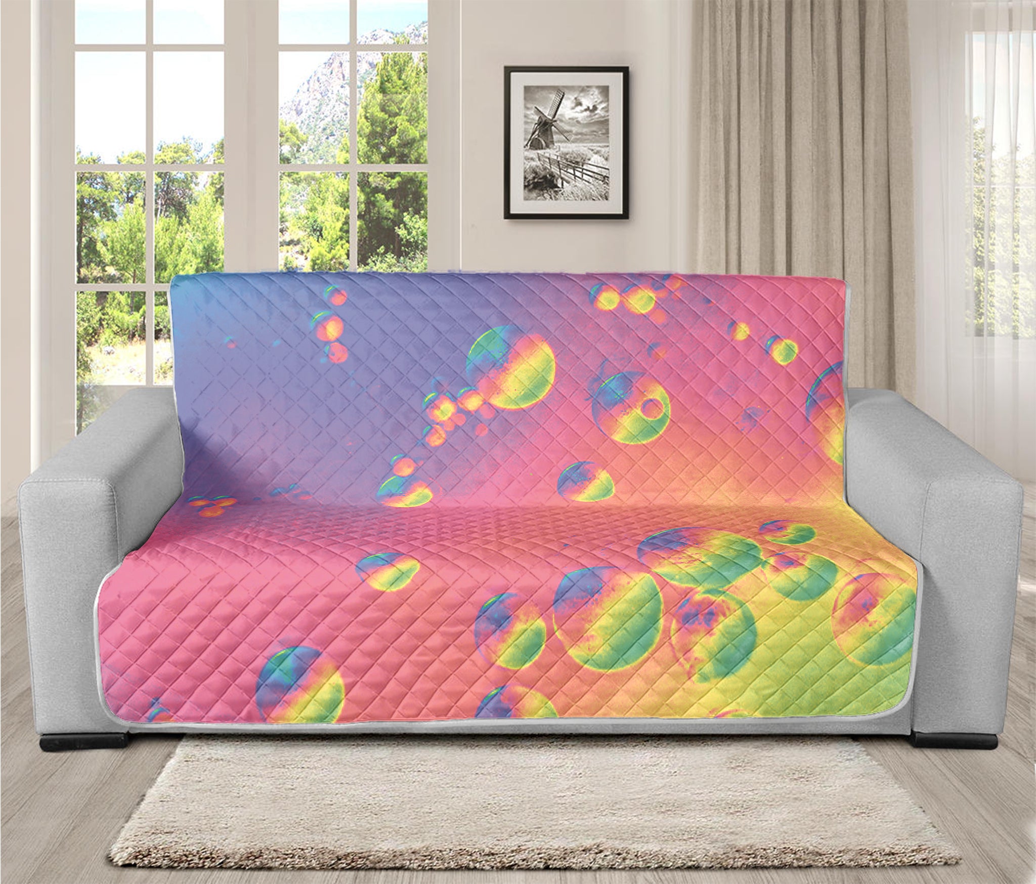 Pastel Acid Melt Print Futon Protector