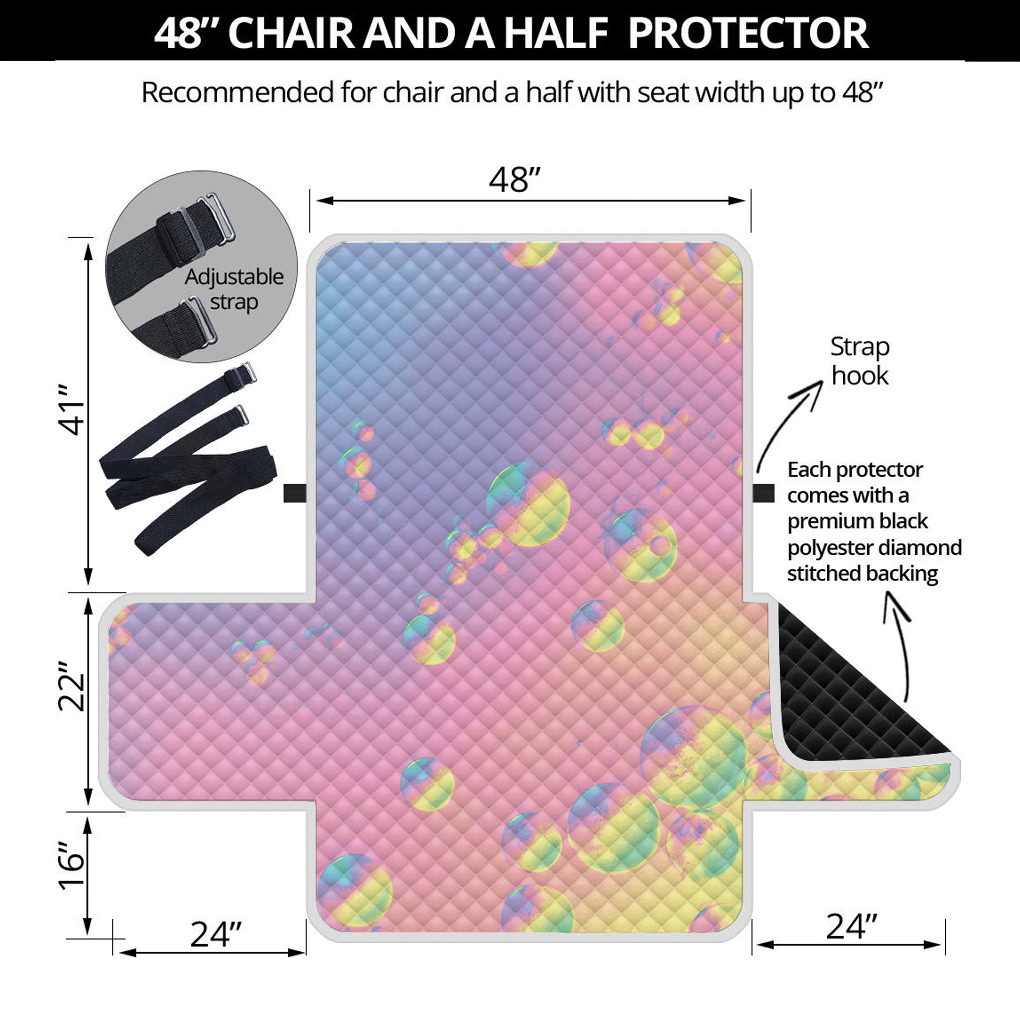 Pastel Acid Melt Print Half Sofa Protector