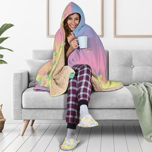 Pastel Acid Melt Print Hooded Blanket