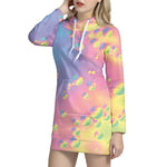 Pastel Acid Melt Print Hoodie Dress