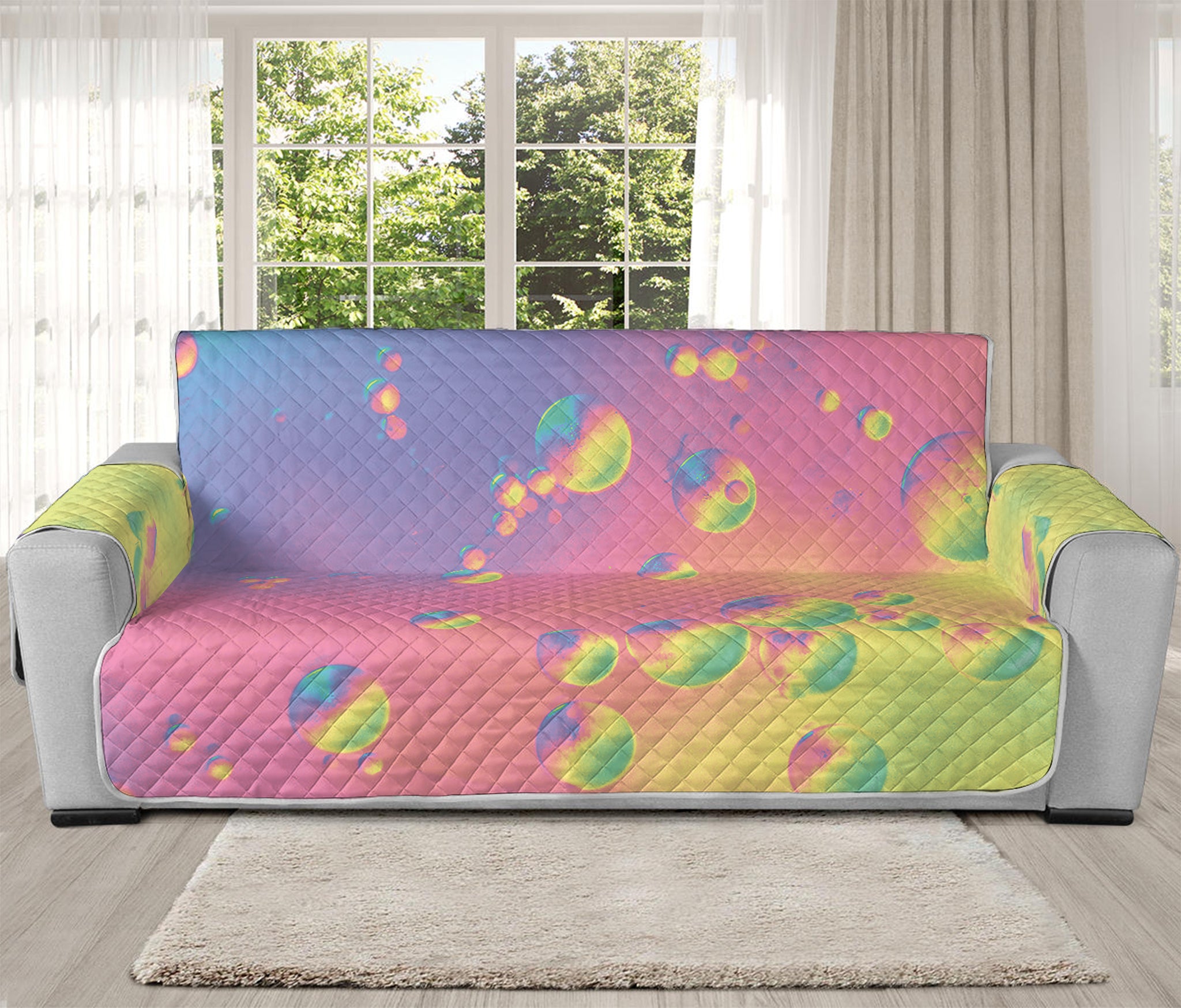 Pastel Acid Melt Print Oversized Sofa Protector