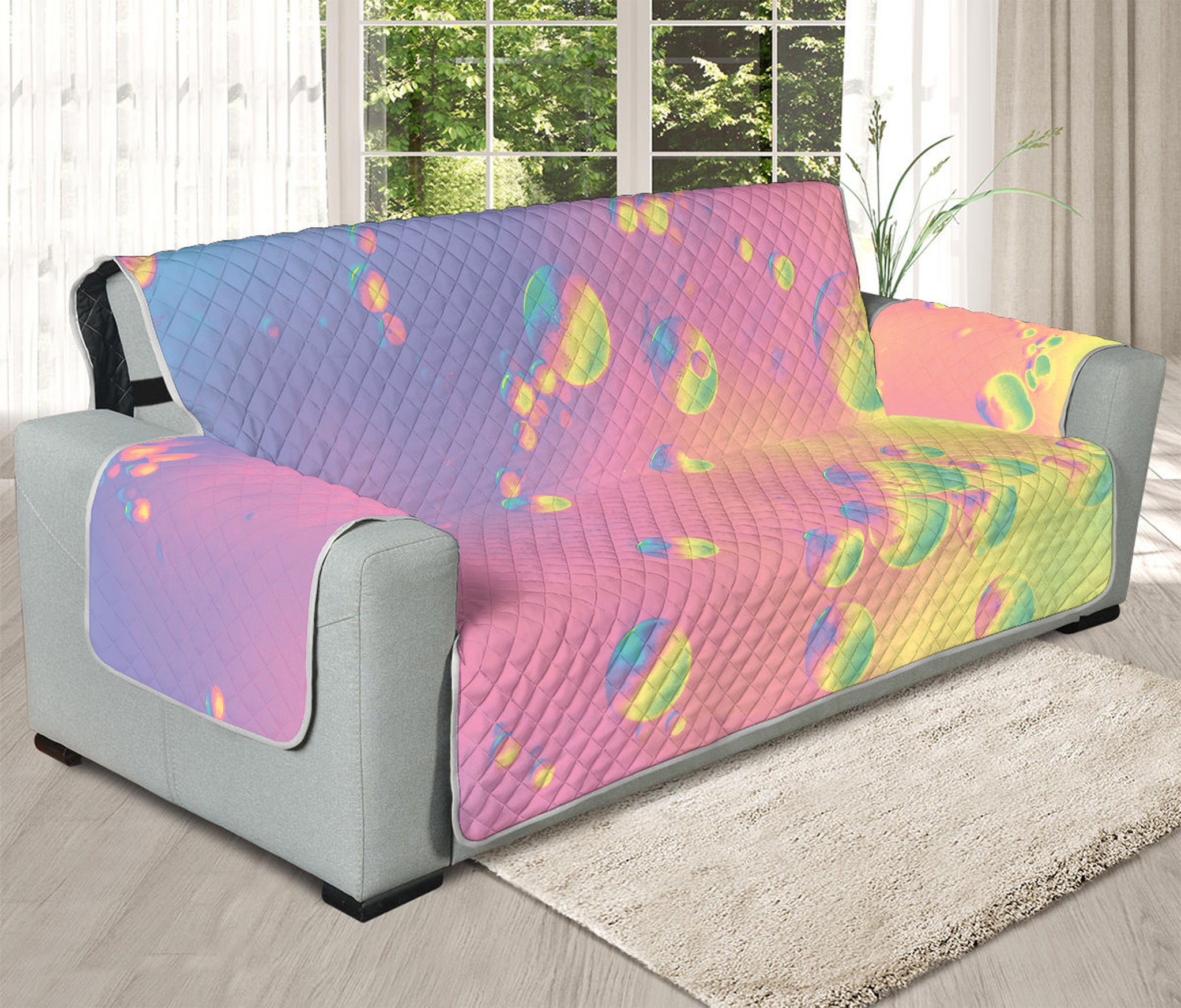 Pastel Acid Melt Print Oversized Sofa Protector