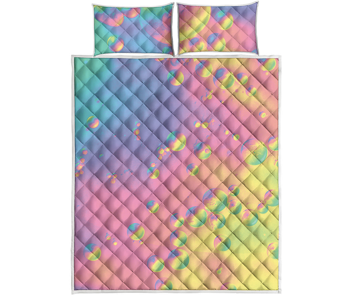 Pastel Acid Melt Print Quilt Bed Set