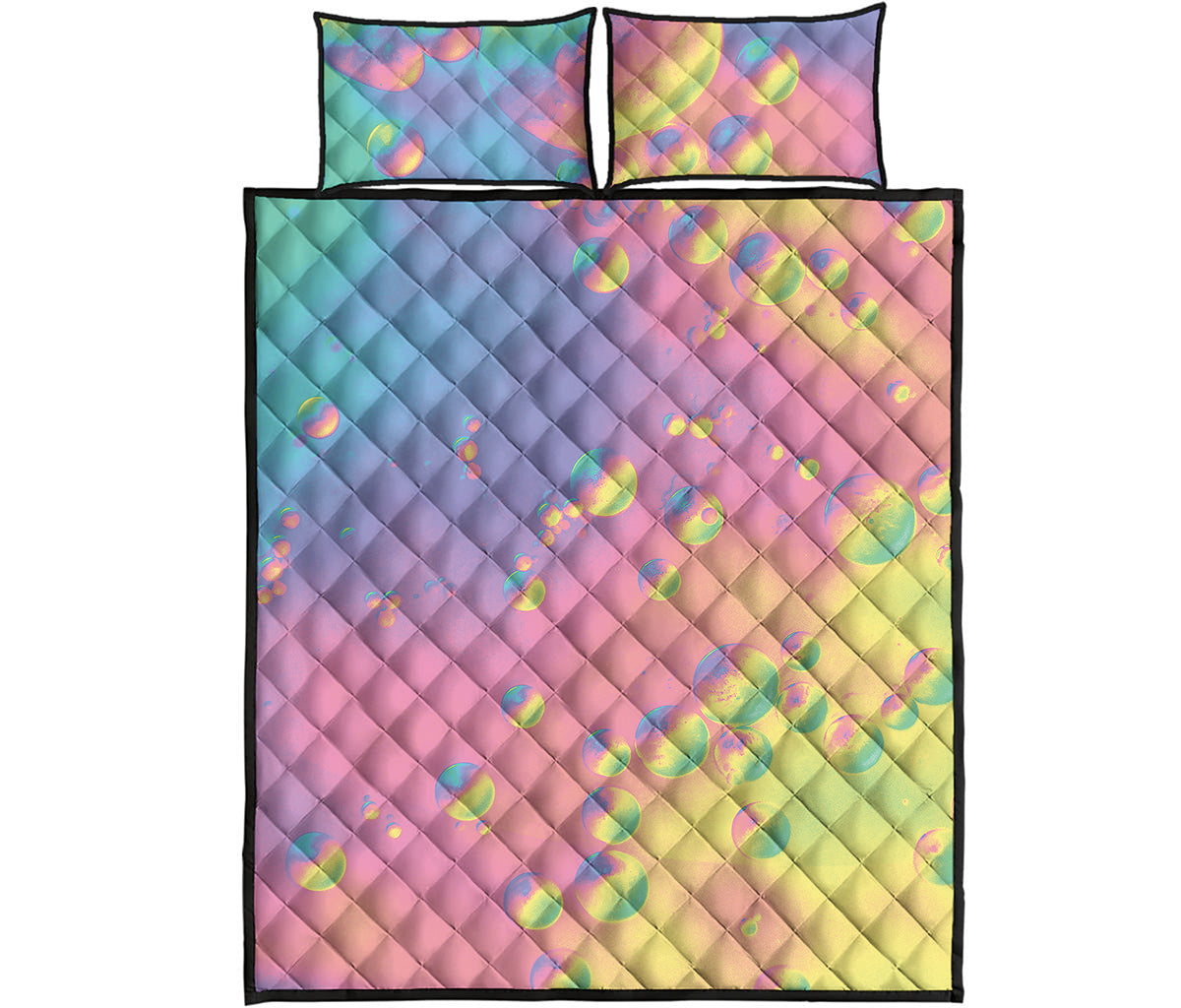 Pastel Acid Melt Print Quilt Bed Set