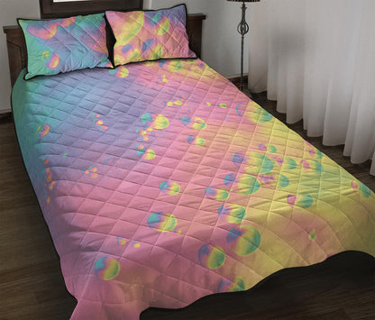 Pastel Acid Melt Print Quilt Bed Set