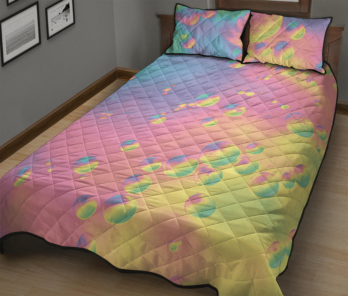 Pastel Acid Melt Print Quilt Bed Set