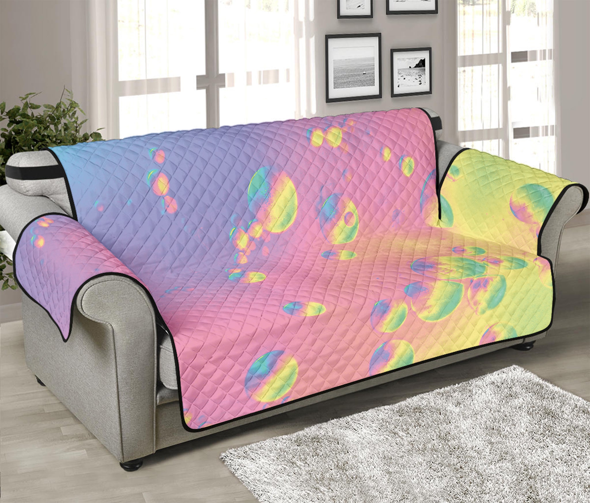 Pastel Acid Melt Print Sofa Protector