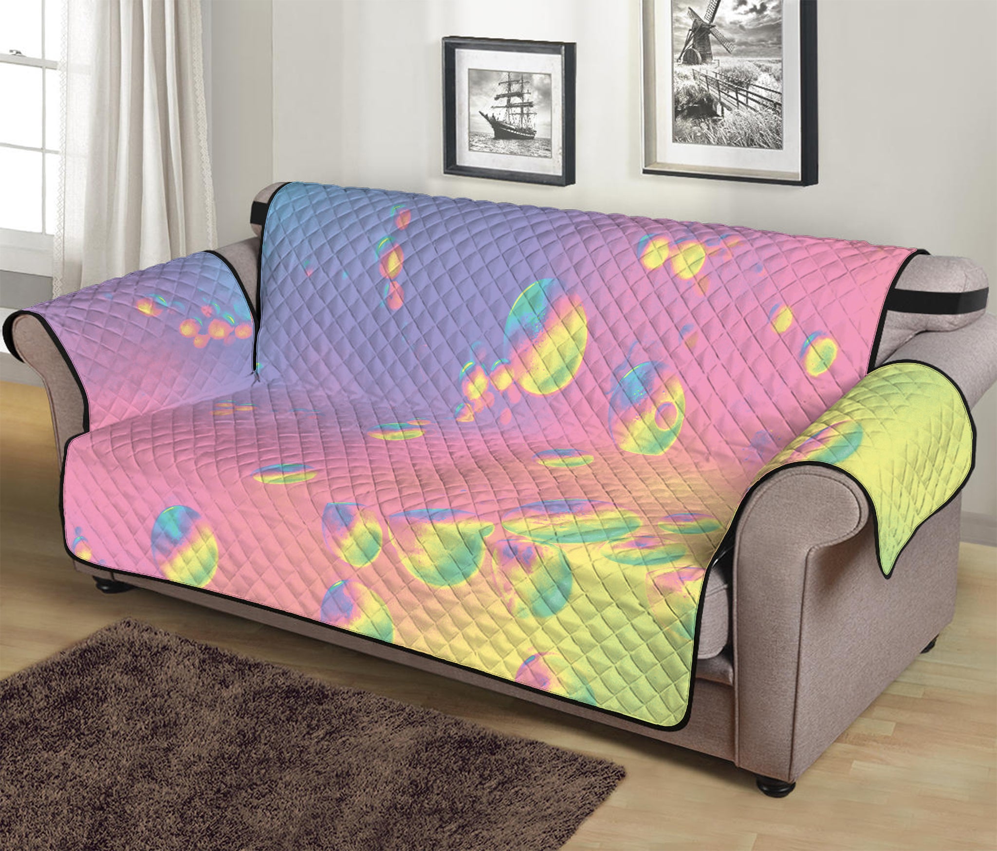 Pastel Acid Melt Print Sofa Protector