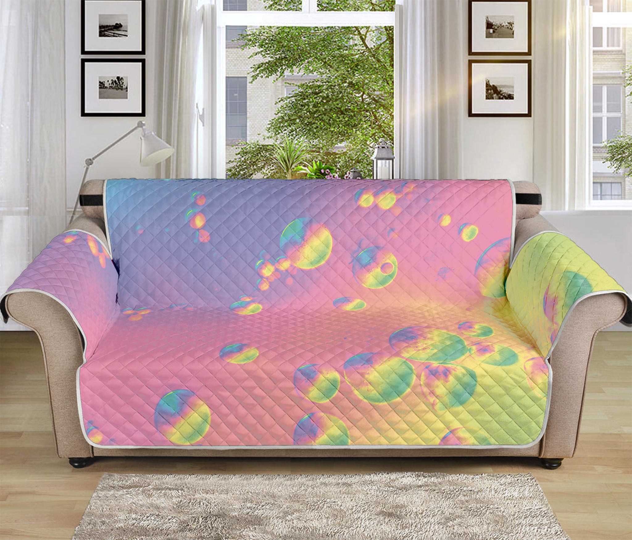 Pastel Acid Melt Print Sofa Protector