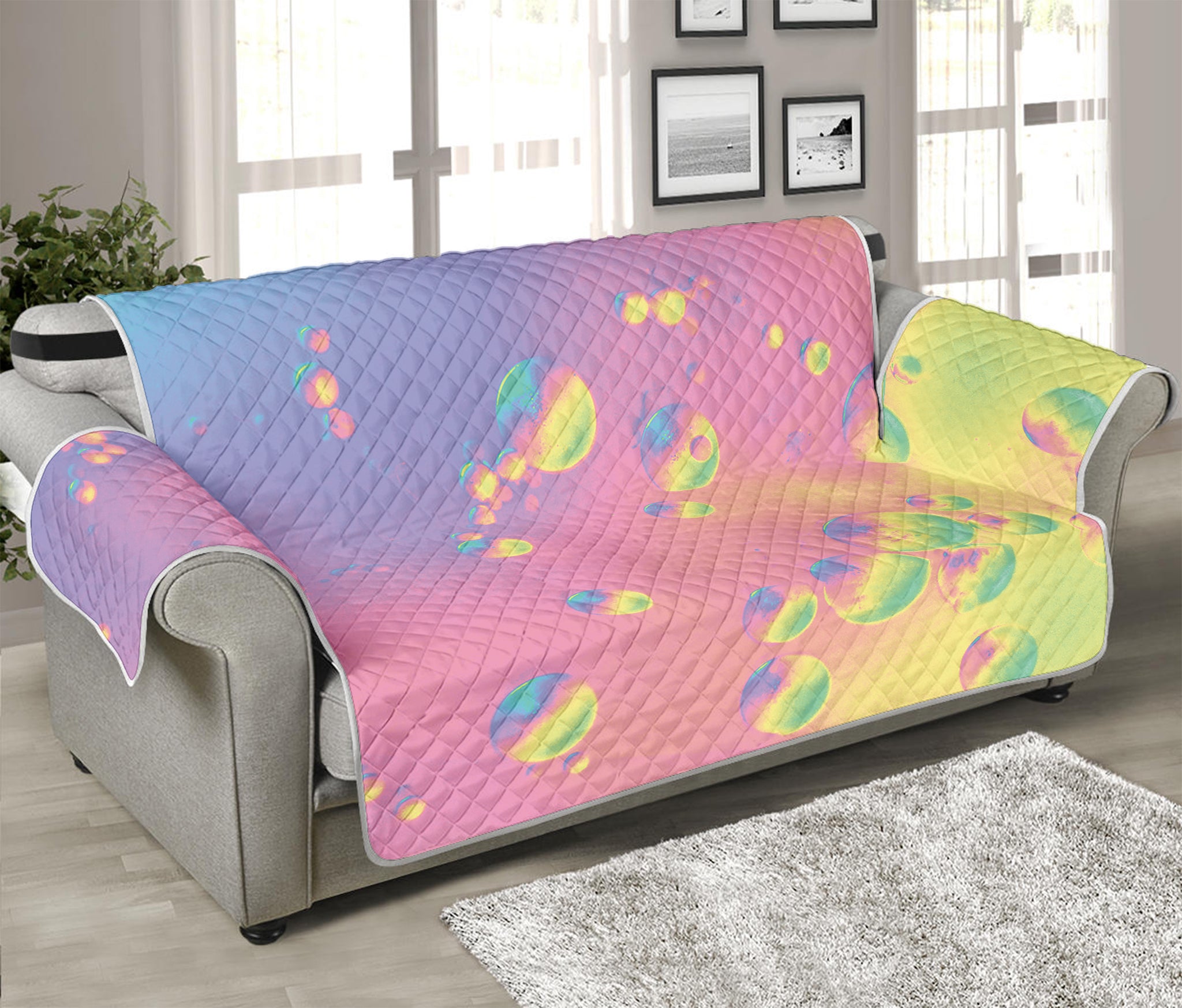 Pastel Acid Melt Print Sofa Protector