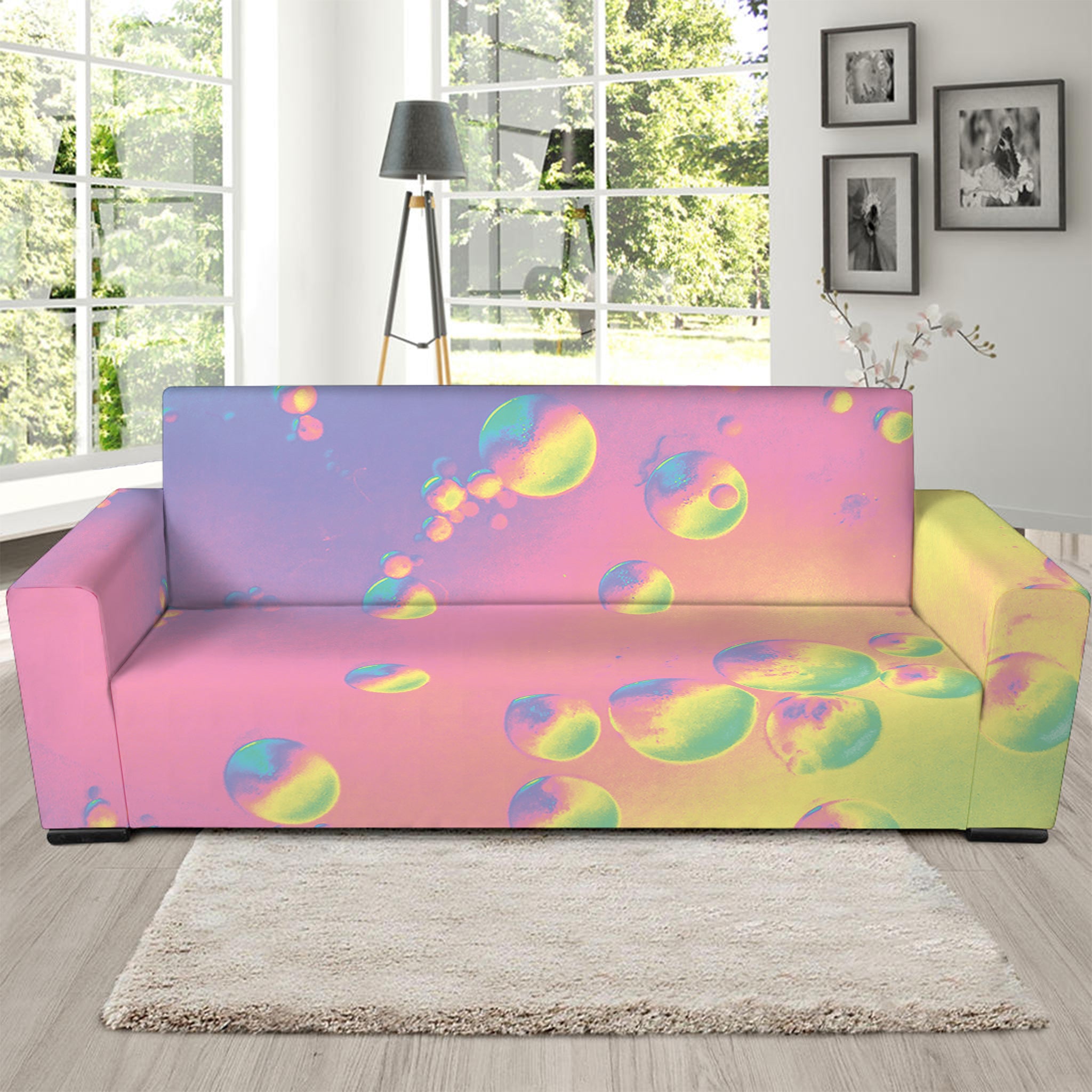 Pastel Acid Melt Print Sofa Slipcover