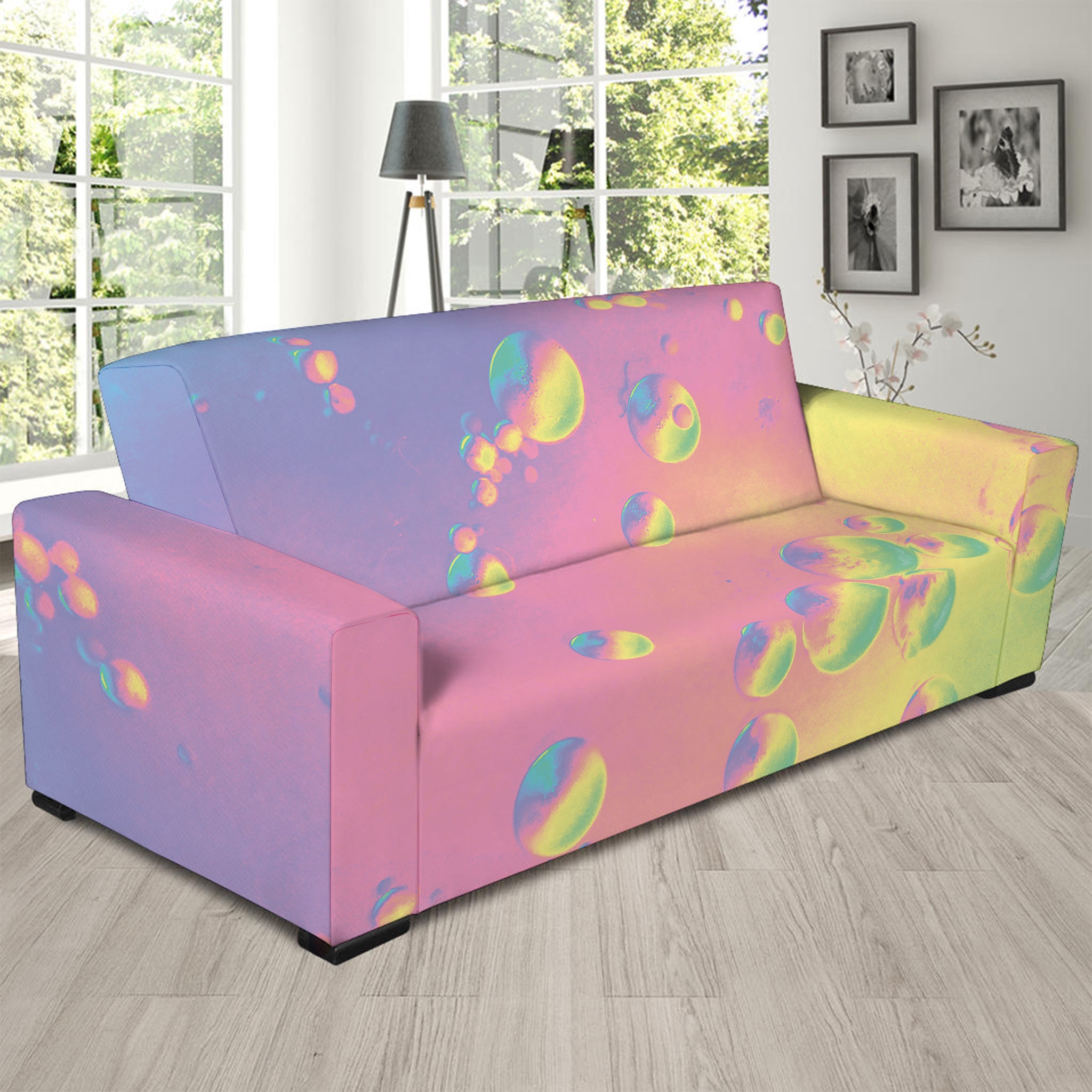 Pastel Acid Melt Print Sofa Slipcover