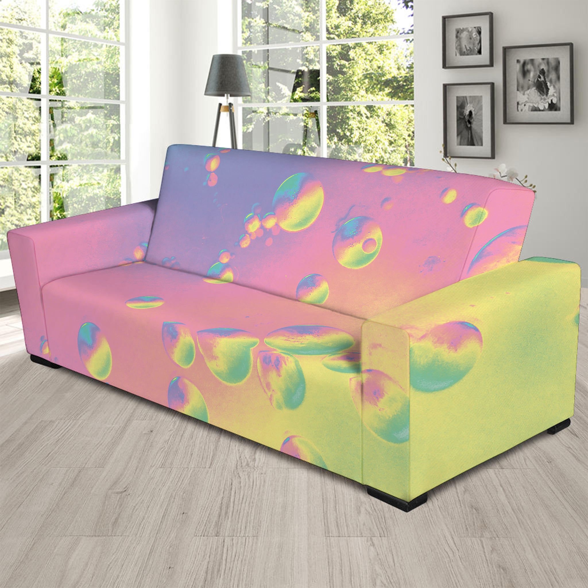 Pastel Acid Melt Print Sofa Slipcover