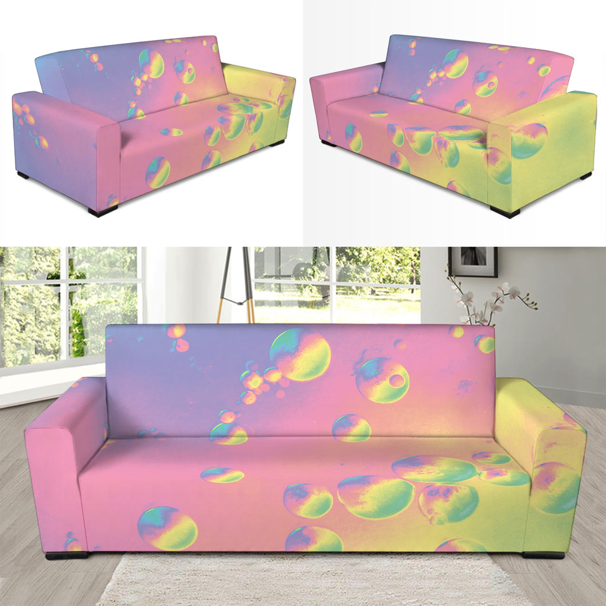 Pastel Acid Melt Print Sofa Slipcover