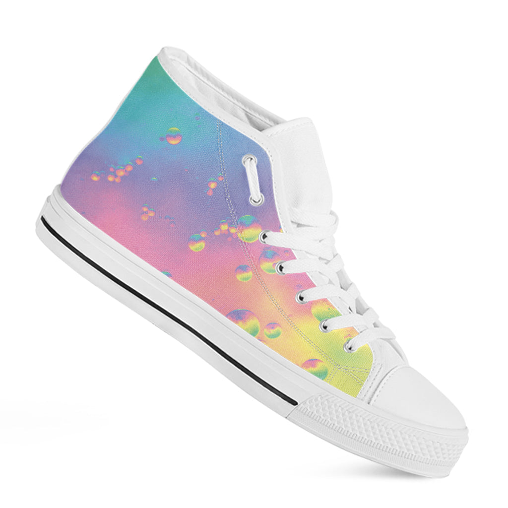 Pastel Acid Melt Print White High Top Shoes