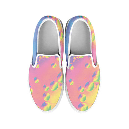 Pastel Acid Melt Print White Slip On Shoes