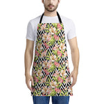 Pastel Alstroemeria Zigzag Pattern Print Apron