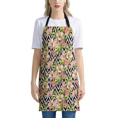 Pastel Alstroemeria Zigzag Pattern Print Apron