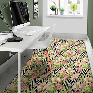 Pastel Alstroemeria Zigzag Pattern Print Area Rug