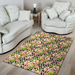 Pastel Alstroemeria Zigzag Pattern Print Area Rug