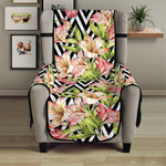 Pastel Alstroemeria Zigzag Pattern Print Armchair Protector