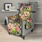 Pastel Alstroemeria Zigzag Pattern Print Armchair Protector