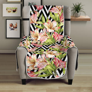 Pastel Alstroemeria Zigzag Pattern Print Armchair Protector