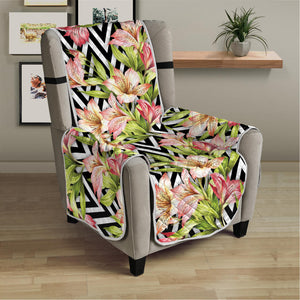 Pastel Alstroemeria Zigzag Pattern Print Armchair Protector