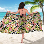 Pastel Alstroemeria Zigzag Pattern Print Beach Sarong Wrap