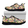 Pastel Alstroemeria Zigzag Pattern Print Black Running Shoes