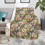 Pastel Alstroemeria Zigzag Pattern Print Blanket